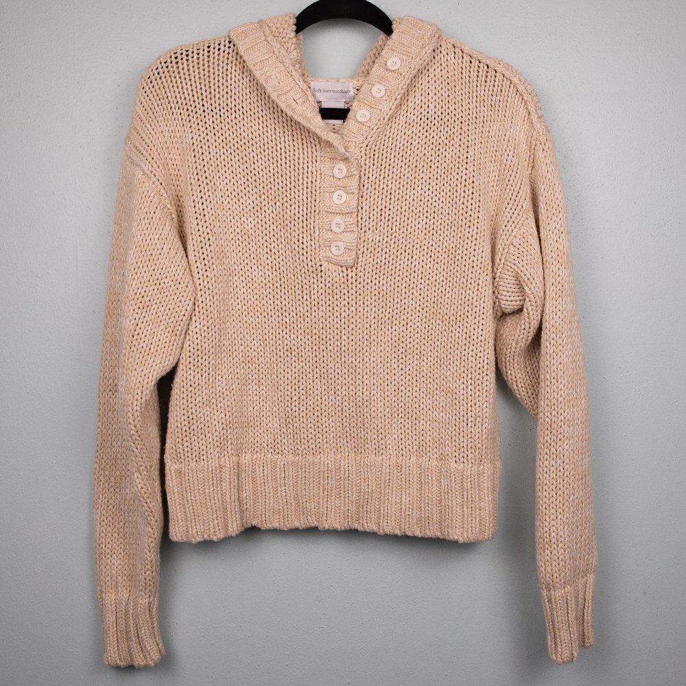 Soft Surroundings oatmeal hooded sweater-M